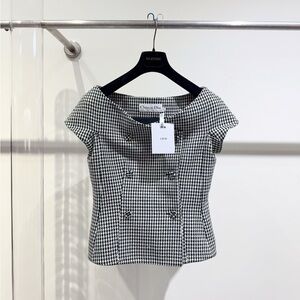 Authentic Dior Monochrome Houndstooth Blouse